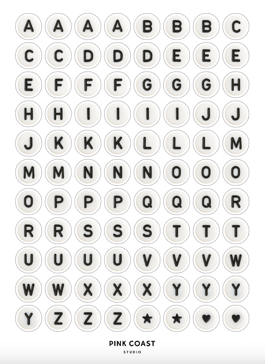 Large Bead Letters Sticker Sheet