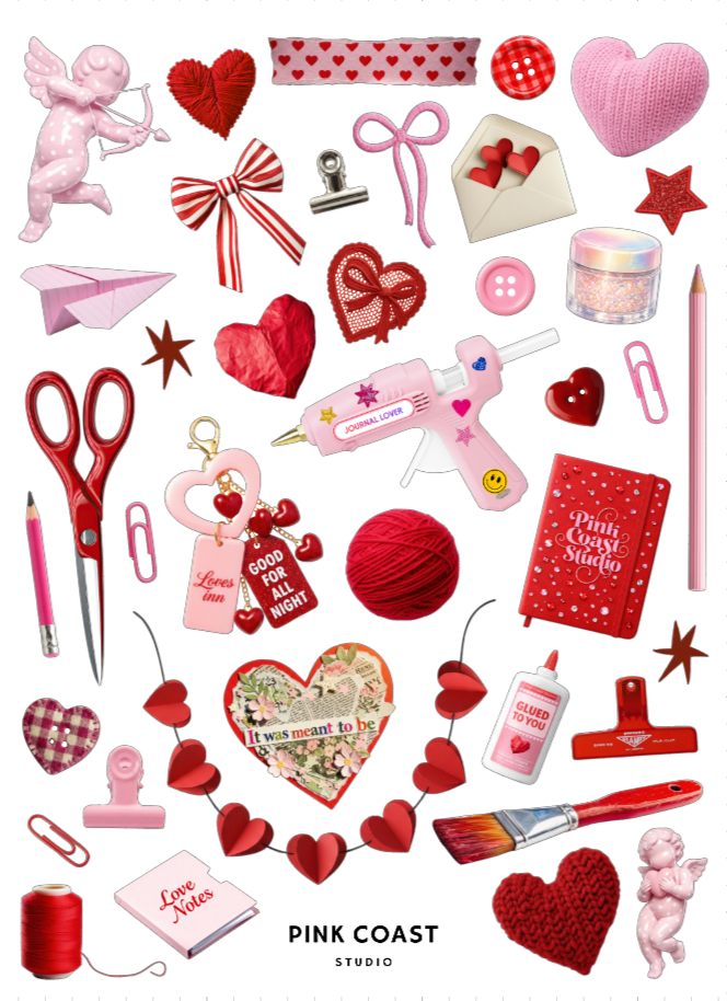 Hearts and Crafts Large Sticker Sheet