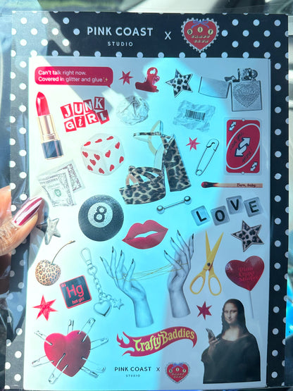 ❤️🖤 Junk in Love Sticker Sheet: Pink Coast Studio x DIY Craft Club