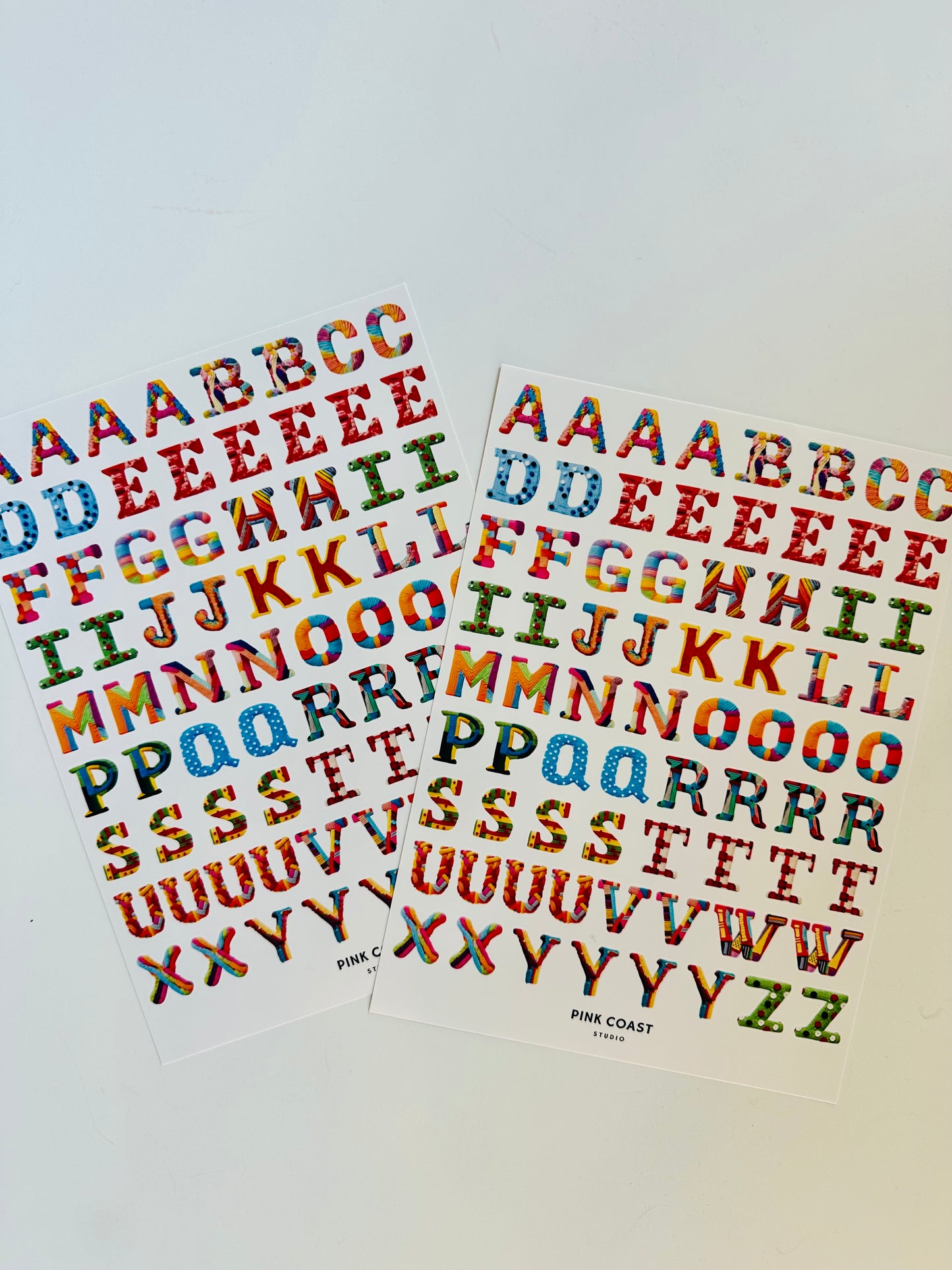 Knit Alphabet Letters Large Sticker Sheet