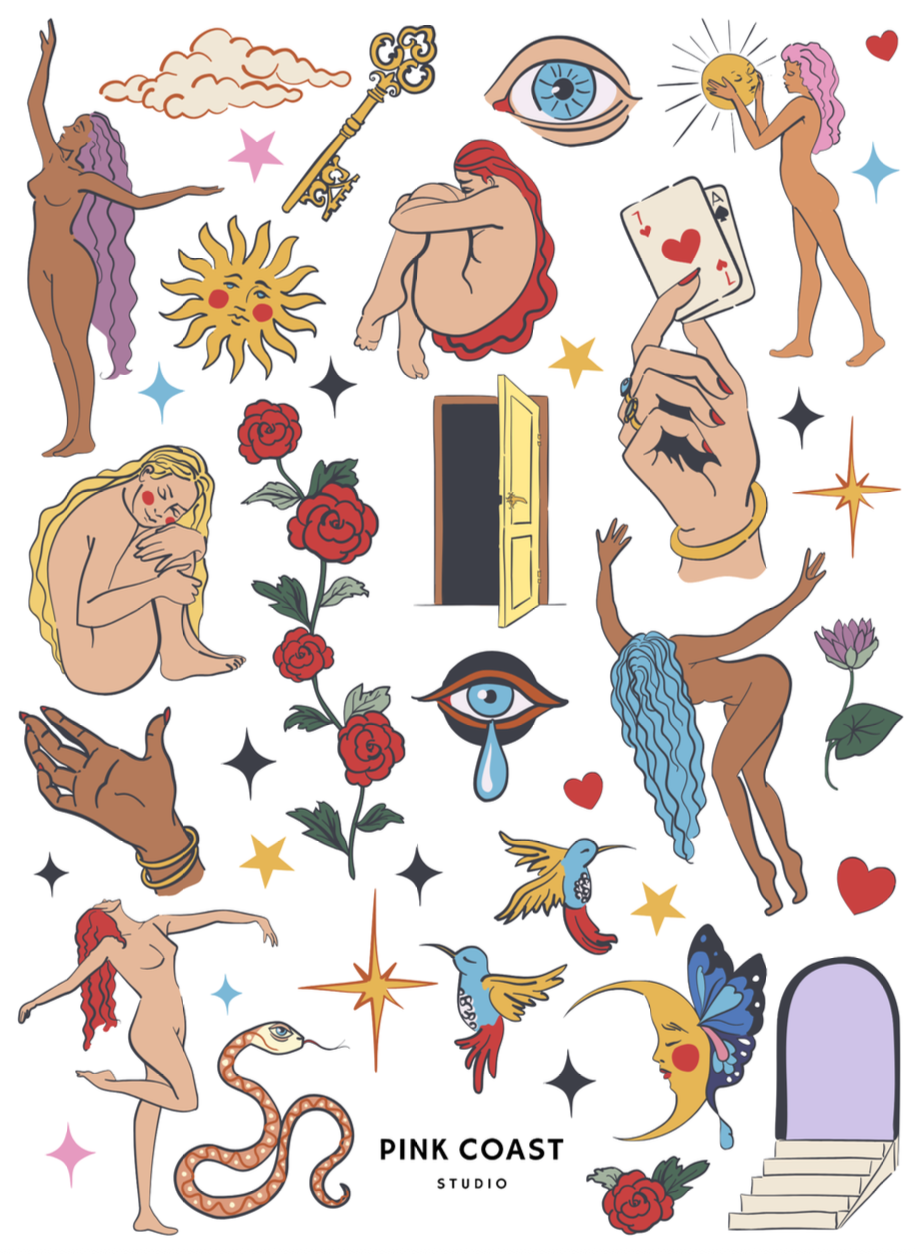🌹🌙 Feminine Mystique Large Sticker Sheet