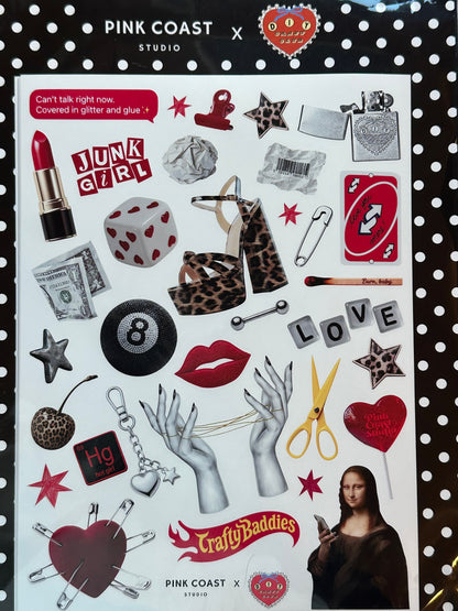❤️🖤 Junk in Love Sticker Sheet: Pink Coast Studio x DIY Craft Club