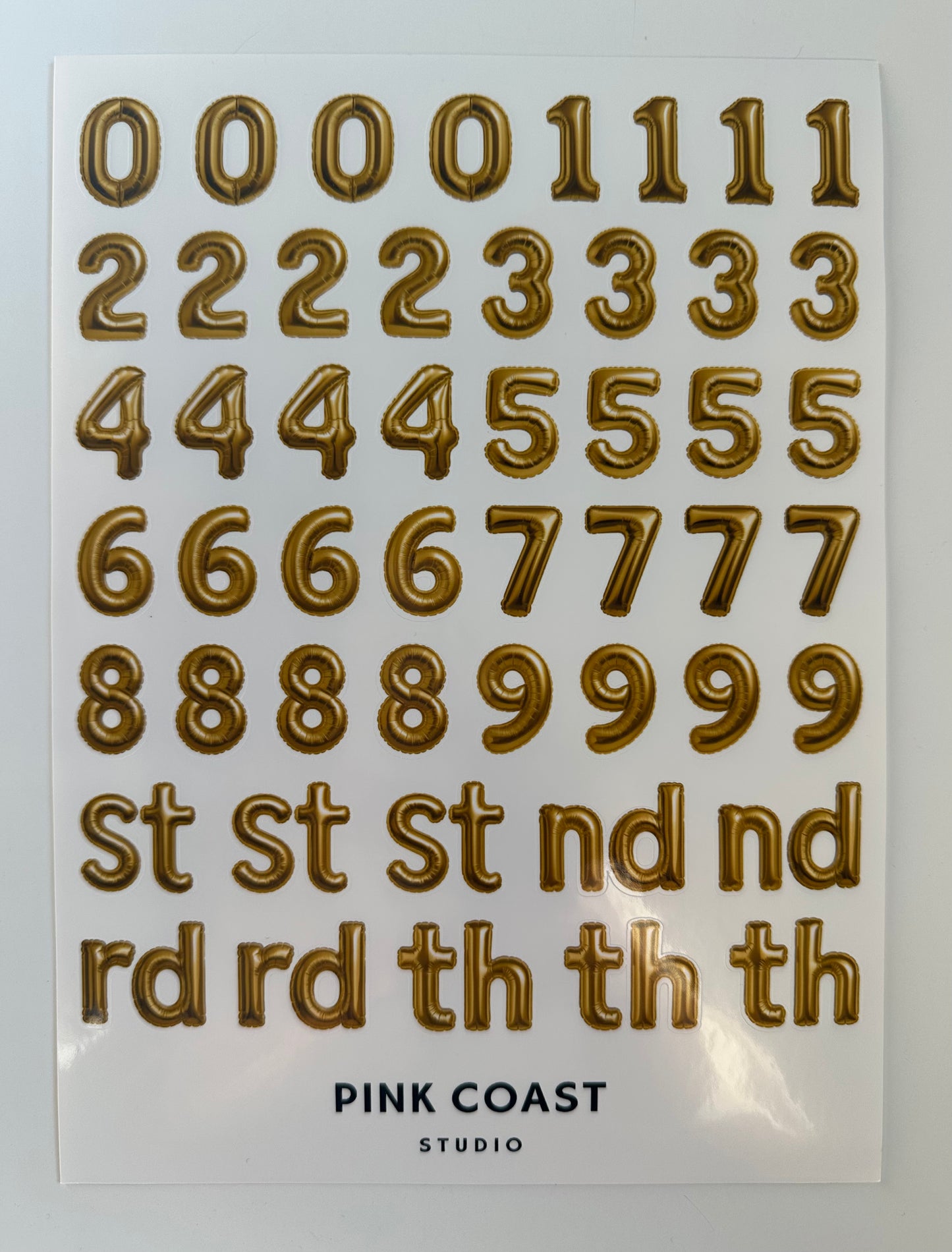 ✨🎈Golden Celebration Balloon Numbers Large Sticker Sheet