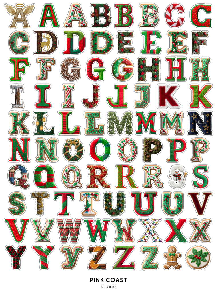 🎅 🎄 🎁 ✨Holiday Alphabet Letters Sticker Sheet