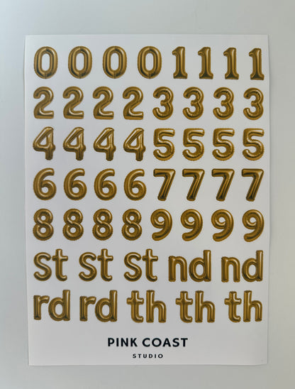 ✨🎈Golden Celebration Balloon Numbers Large Sticker Sheet