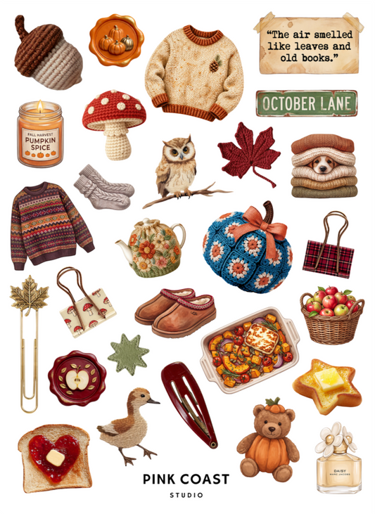 🍞🍂 Warm & Toasty Large Sticker Sheet
